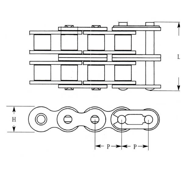 ANSI DOUBLE STRAND 2 roller chain 1 medidas